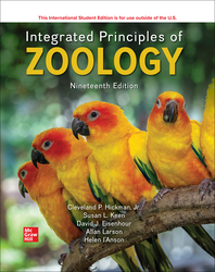 Integrated Principles of Zoology ISE 19th Edition 1266263292 &middot; 9781266263293 By Cleveland P. Hickman, Jr., Susan L. Keen, David J. Eisenhour, Allan Larson, Helen I'Anson &copy; 2024 | Published: January 31, 2023