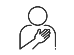 Line icon outline as a person with their hand over their chest Line icon outline as a person with their hand over their chest