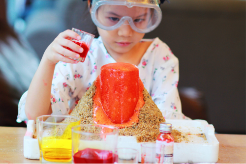 Student working on a science experiment